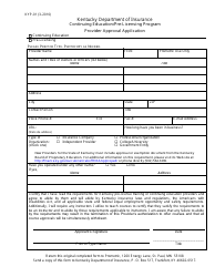 Document preview: Form KYP-01 Provider Approval Application - Continuing Education/Pre-licensing Program - Kentucky