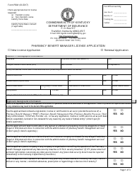 Form PBM Pharmacy Benefit Manager License Application - Kentucky