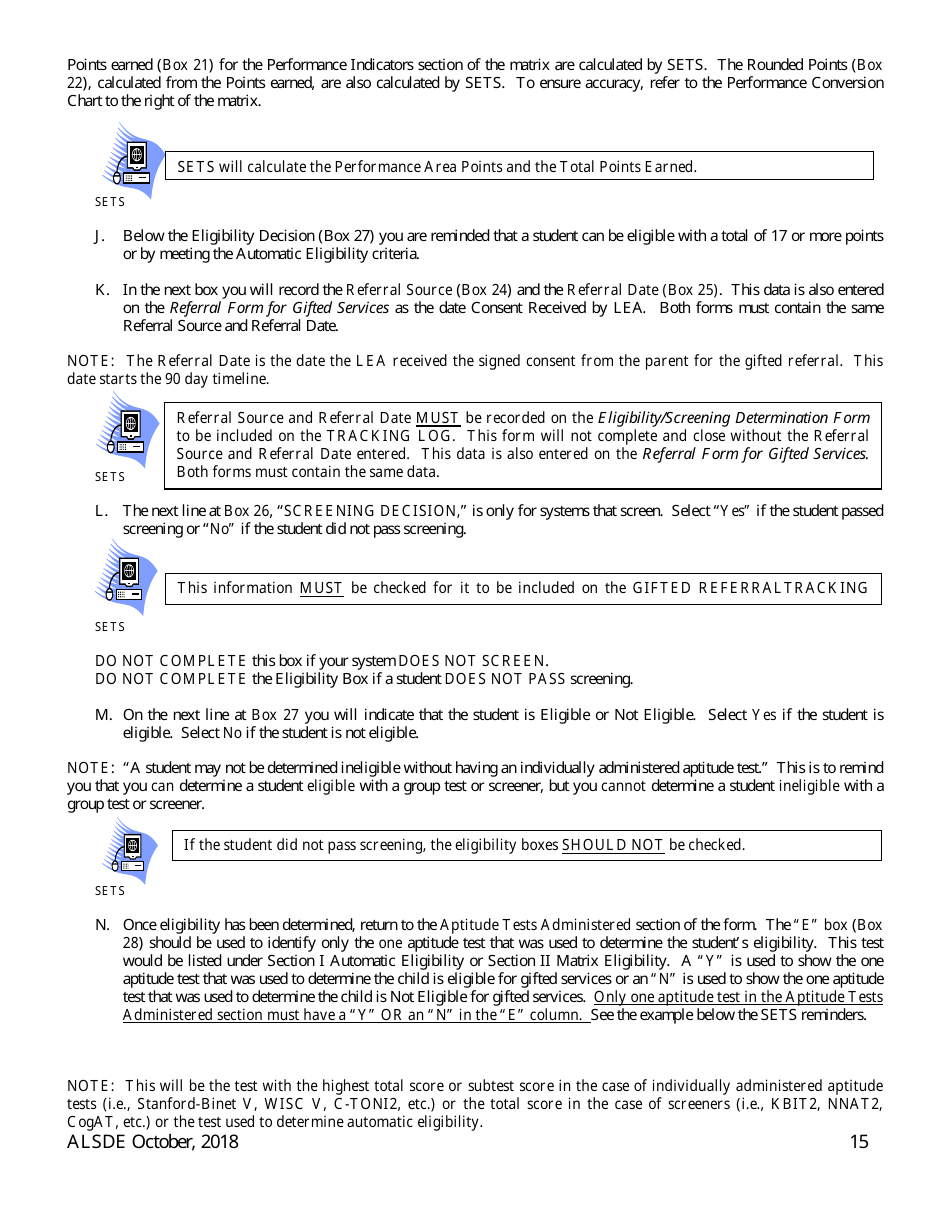 Gifted Referral  Eligiblity Process Packet - Alabama, Page 17