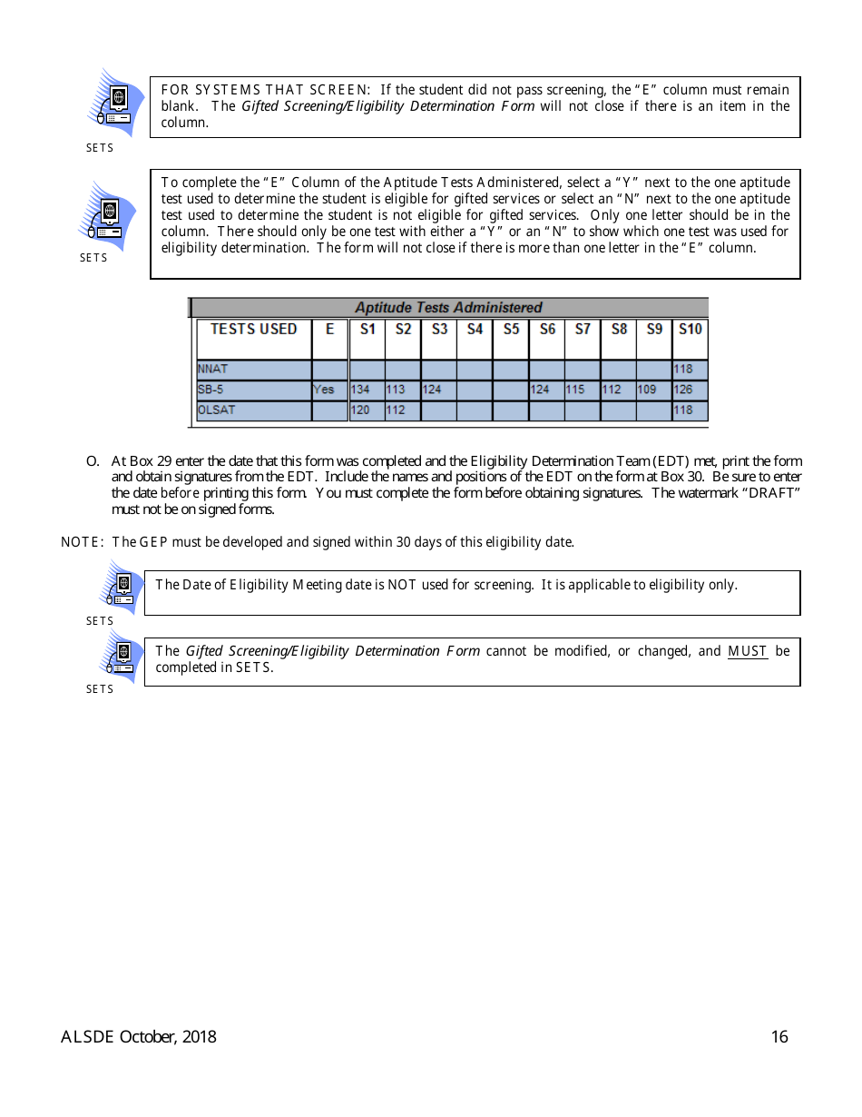 Gifted Referral  Eligiblity Process Packet - Alabama, Page 18