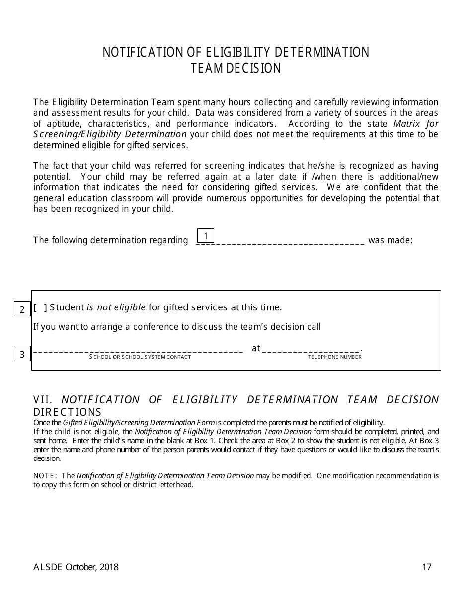 Gifted Referral  Eligiblity Process Packet - Alabama, Page 19