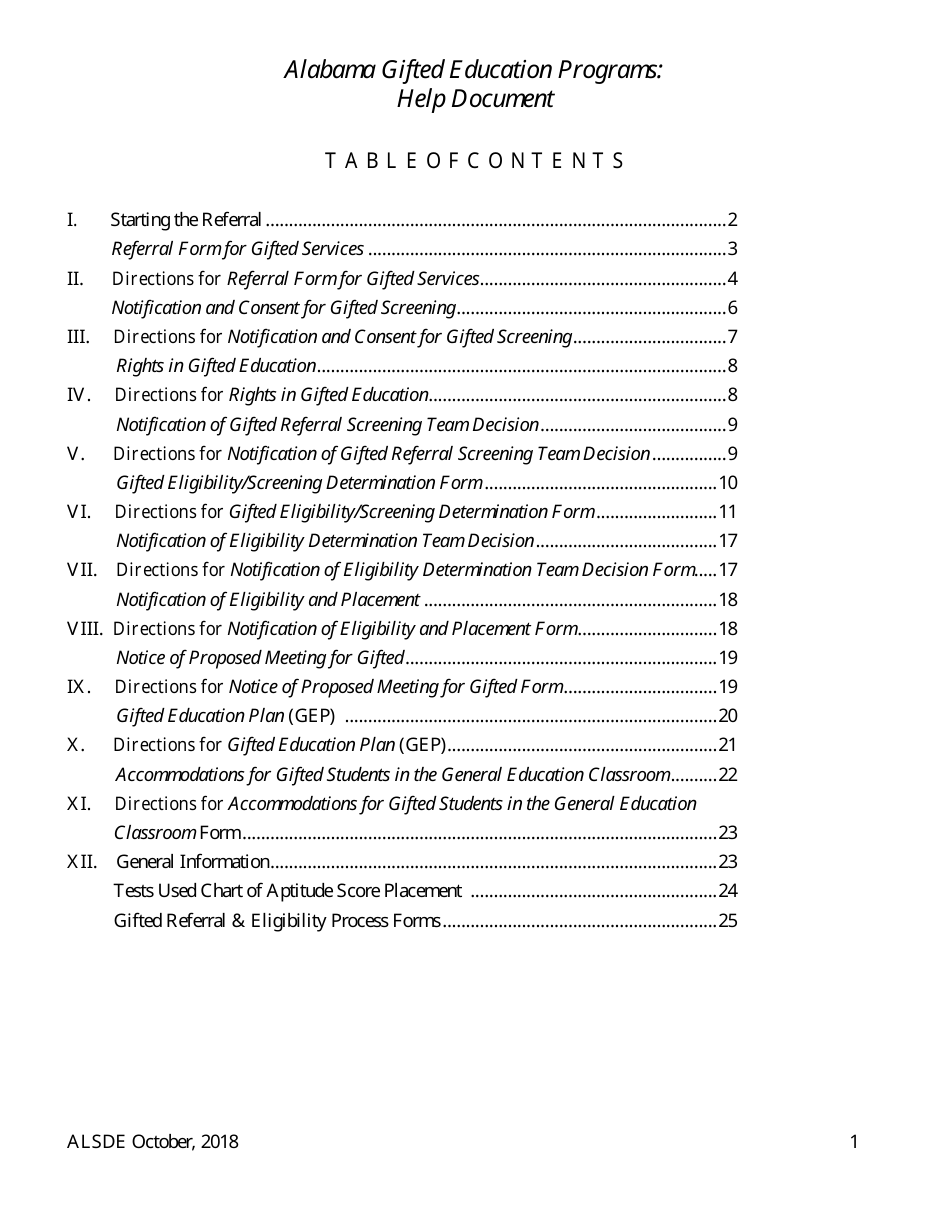 Gifted Referral  Eligiblity Process Packet - Alabama, Page 2
