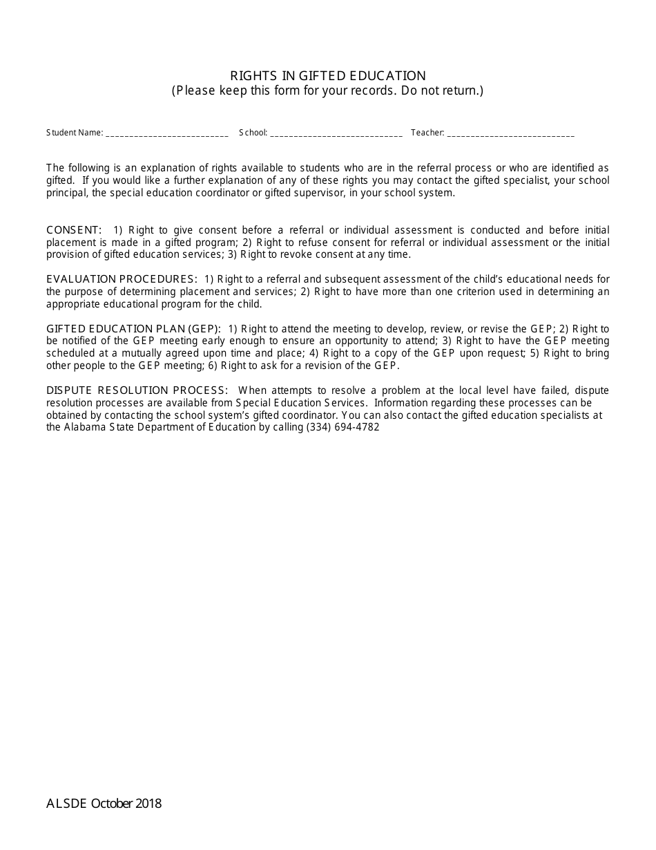 Gifted Referral  Eligiblity Process Packet - Alabama, Page 30