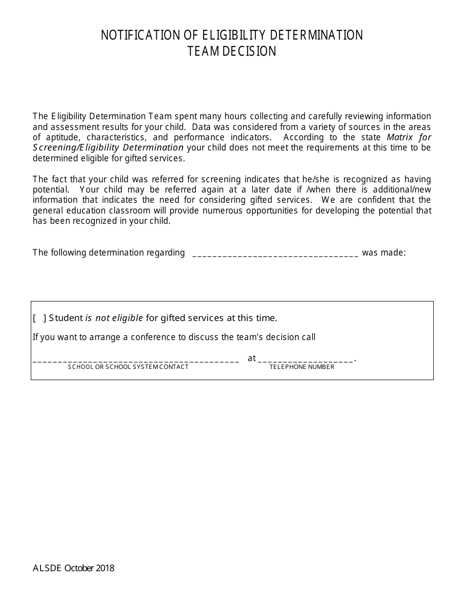 Gifted Referral  Eligiblity Process Packet - Alabama, Page 34