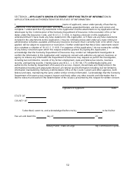 Application for Written Consent to Engage in the Business of Insurance Pursuant to 18 U.s.c. 1033 and 1034 - Kentucky, Page 12
