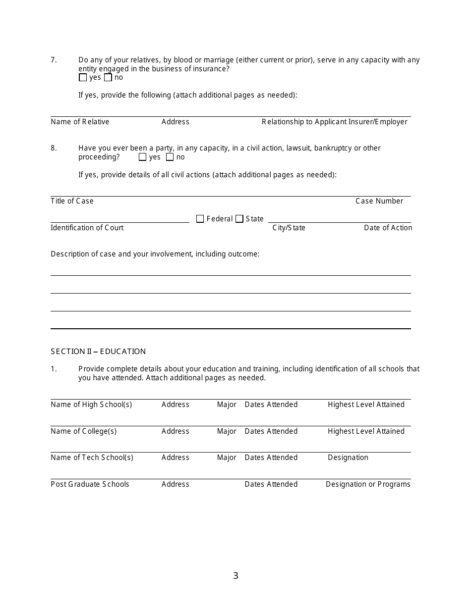 Application for Written Consent to Engage in the Business of Insurance Pursuant to 18 U.s.c. 1033 and 1034 - Kentucky, Page 3