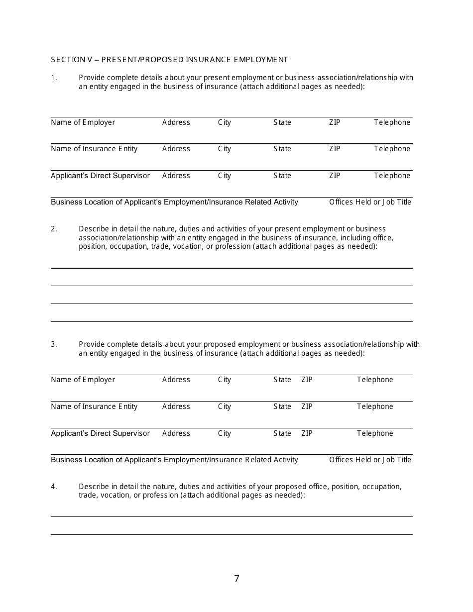 Application for Written Consent to Engage in the Business of Insurance Pursuant to 18 U.s.c. 1033 and 1034 - Kentucky, Page 7