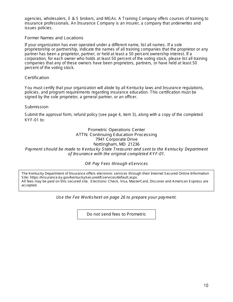 Provider Information Packet for Continuing Education and Pre-licensing Education - Kentucky, Page 12
