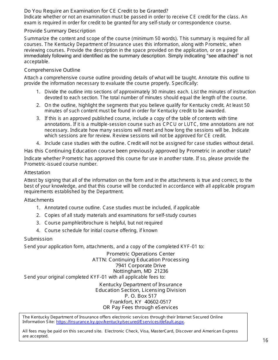 Provider Information Packet for Continuing Education and Pre-licensing Education - Kentucky, Page 18