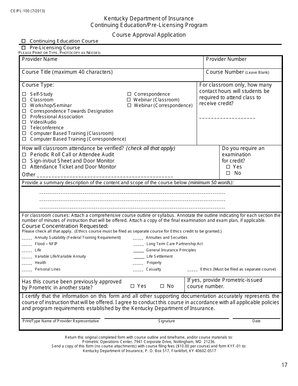 Provider Information Packet for Continuing Education and Pre-licensing Education - Kentucky, Page 19