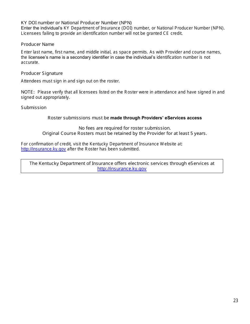 Provider Information Packet for Continuing Education and Pre-licensing Education - Kentucky, Page 25