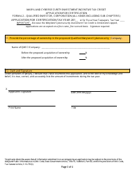 Form A.2 Application for Certification - Qualified Investor, Corporation (All Kinds Including Sub-chapters) - Maryland Cybersecurity Investment Incentive Tax Credit - Maryland, Page 3