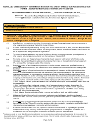 Form B Application for Certification - Qualified Maryland Cybersecurity Company - Maryland Cybersecurity Investment Incentive Tax Credit - Maryland, Page 2
