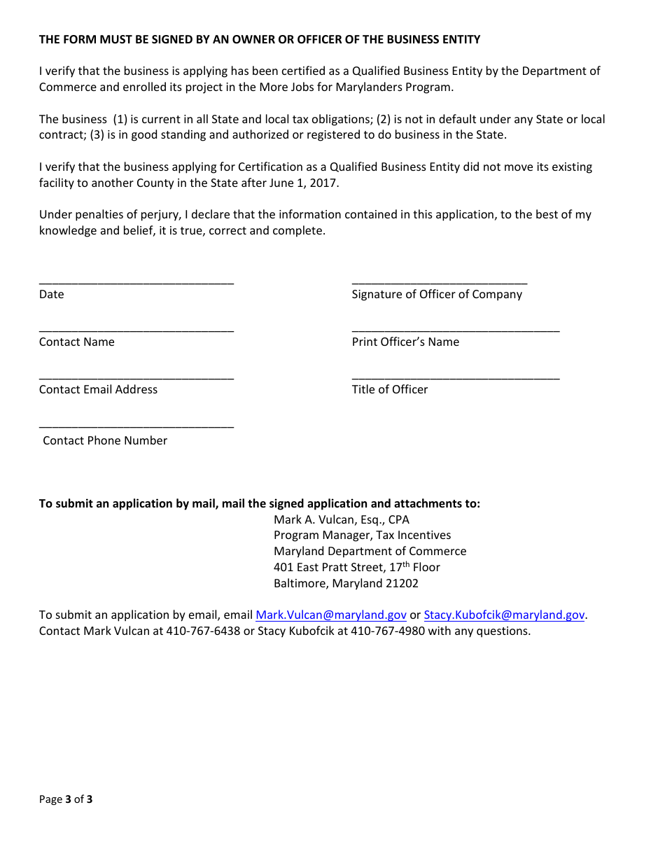 Income Tax Credit- Initial Tax Credit Application Form - Maryland, Page 3