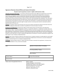 Application for Final Certification - Maryland Job Creation Tax Credit - Maryland, Page 3