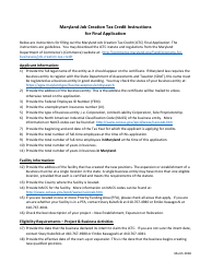 Application for Final Certification - Maryland Job Creation Tax Credit - Maryland, Page 4