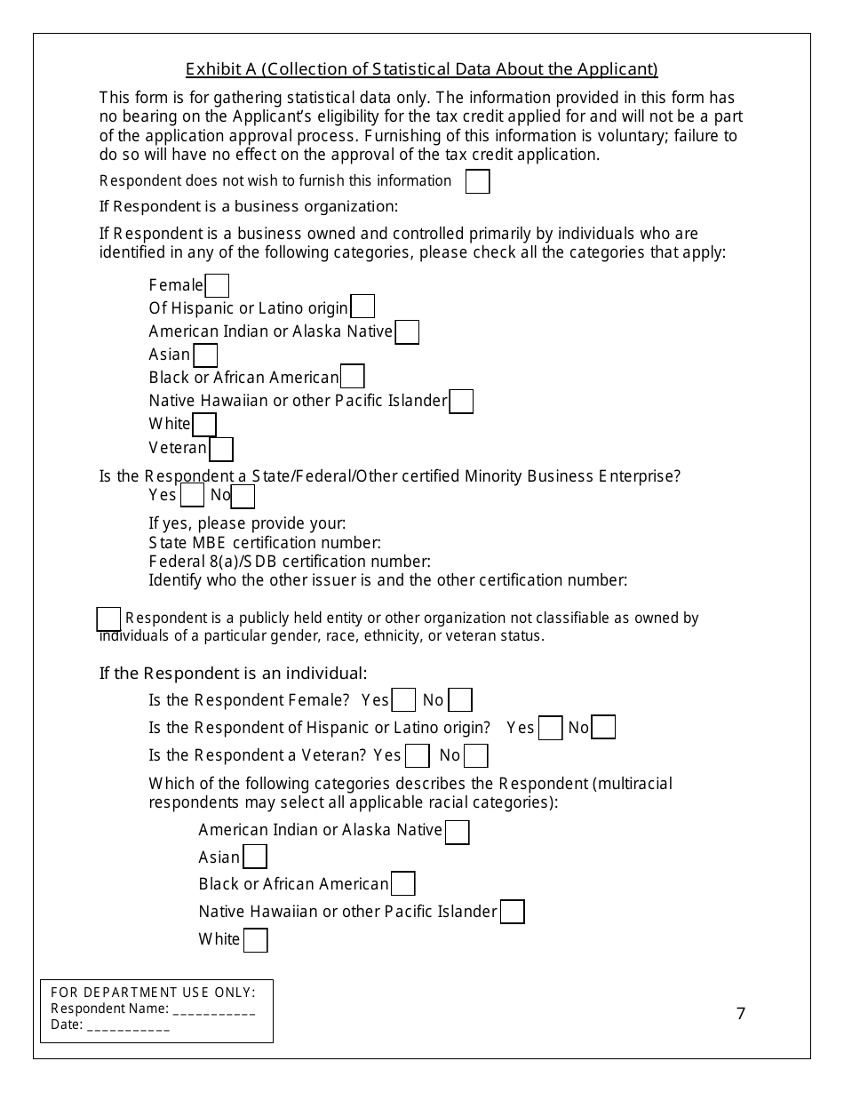 Application for Preliminary Certification - One Maryland Tax Credit - Maryland, Page 7