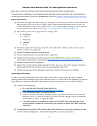 Application for Certification - Maryland Small Business Relief Tax Credit - Maryland, Page 4