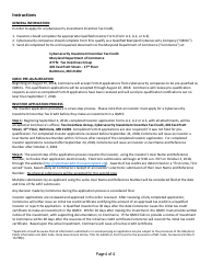 Form A.3 Application for Certification - Non Sub-chapter S Corporation Pass-Through Entities - Maryland Cybersecurity Investment Incentive Tax Credit - Maryland, Page 4