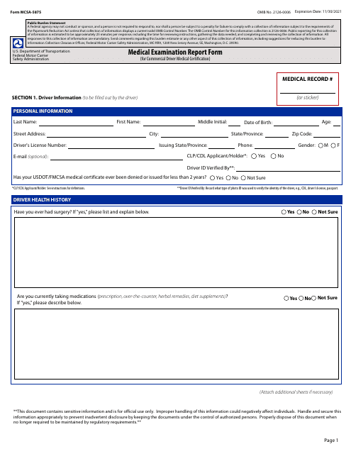 Form MCSA-5875  Printable Pdf