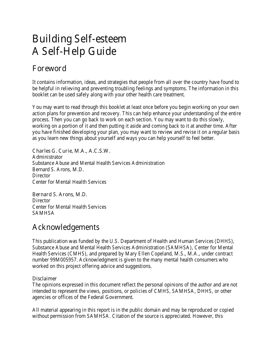 Building Self-esteem - a Self-help Guide (Sma-3715) Preview Image
