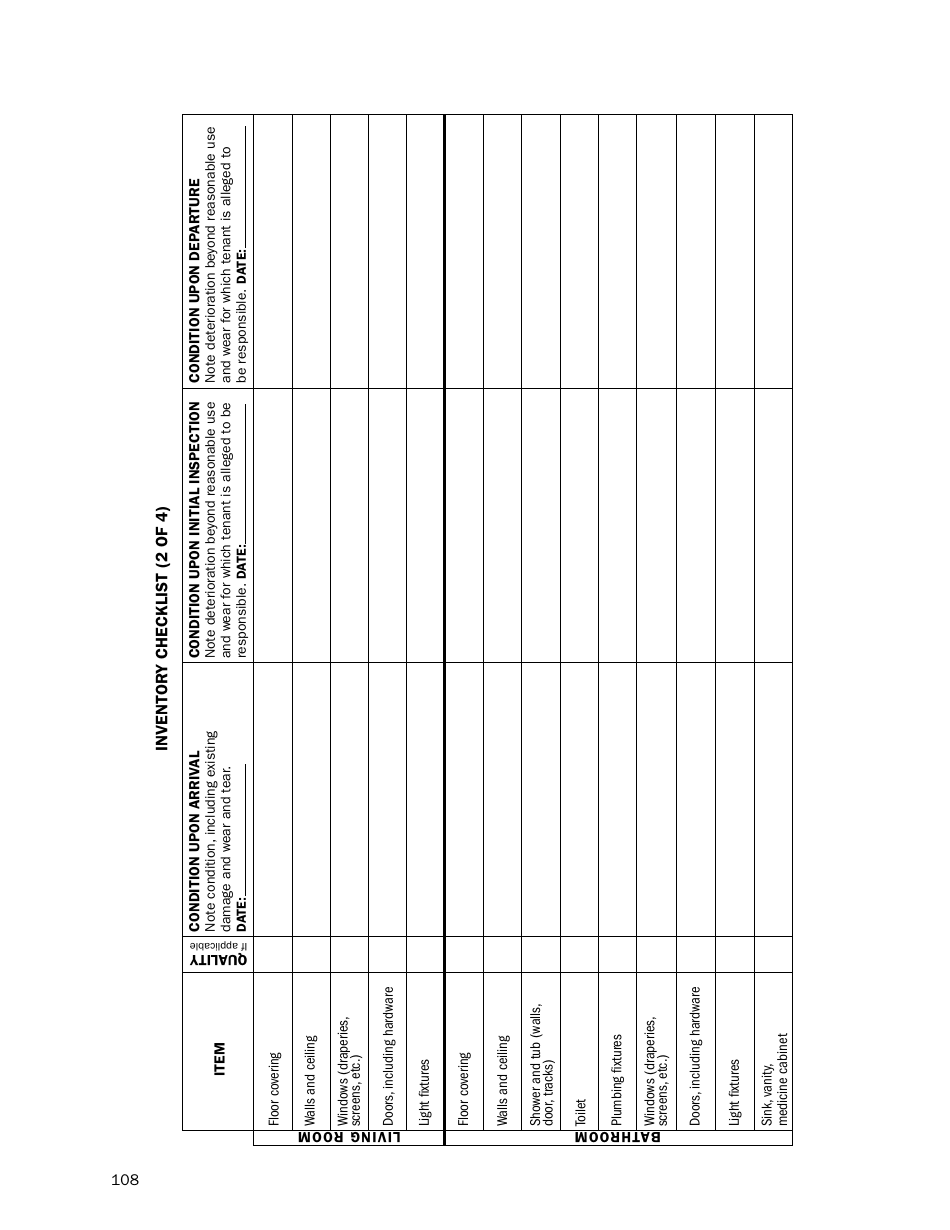 California Tenants: a Guide to Residential Tenants and Landlords Rights and Responsibilities - Inventory Checklist - California, Page 2