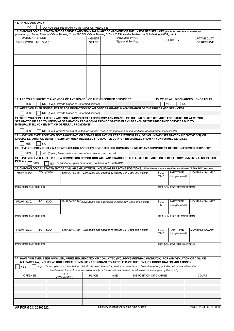 AF Form 24 - Fill Out, Sign Online and Download Fillable PDF ...