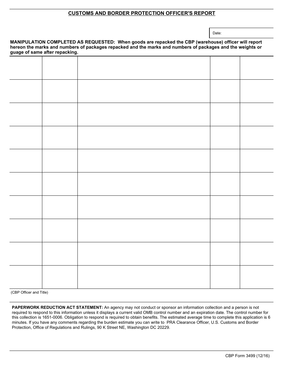 CBP Form 3499 - Fill Out, Sign Online and Download Fillable PDF ...