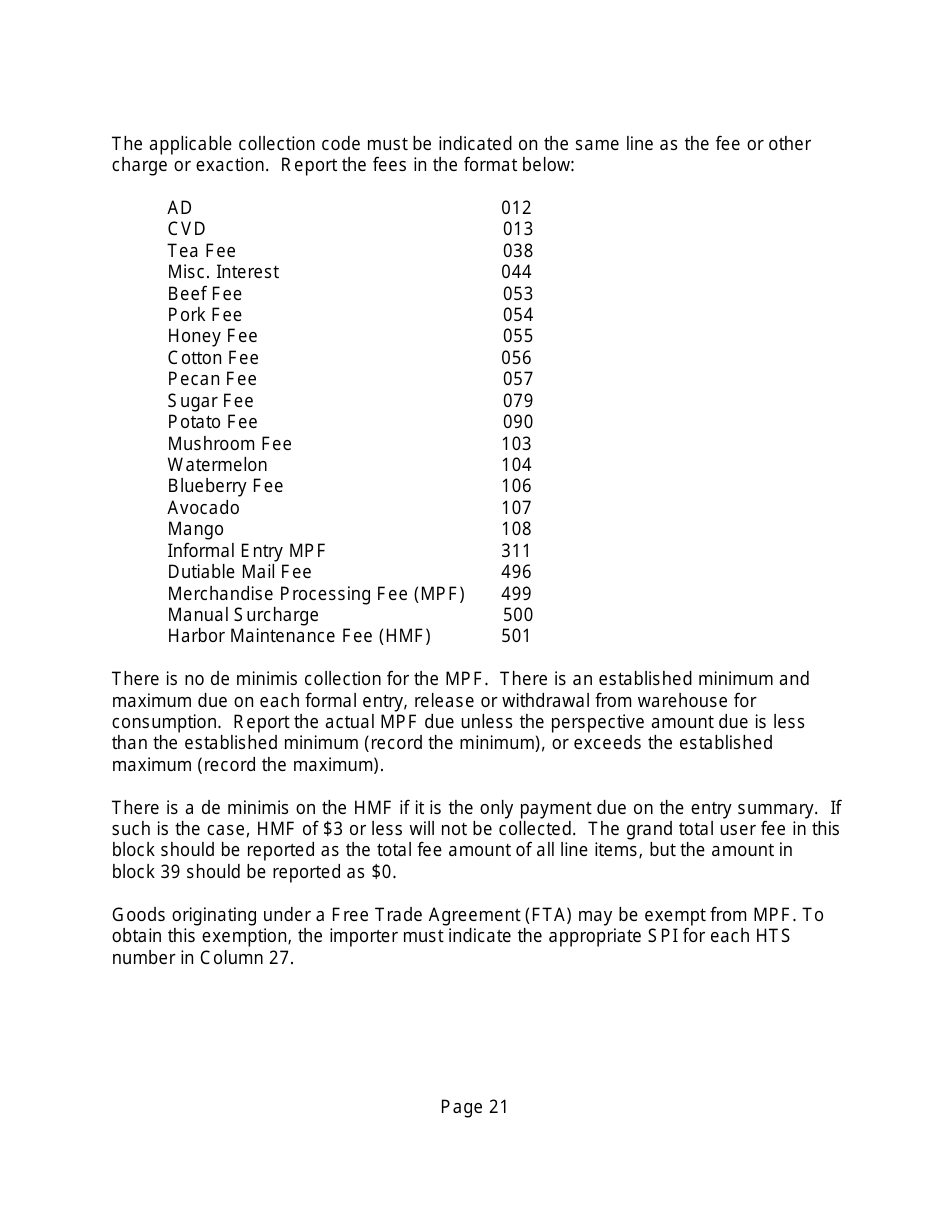 Instructions for CBP Form 7501 Entry Summary, Page 21