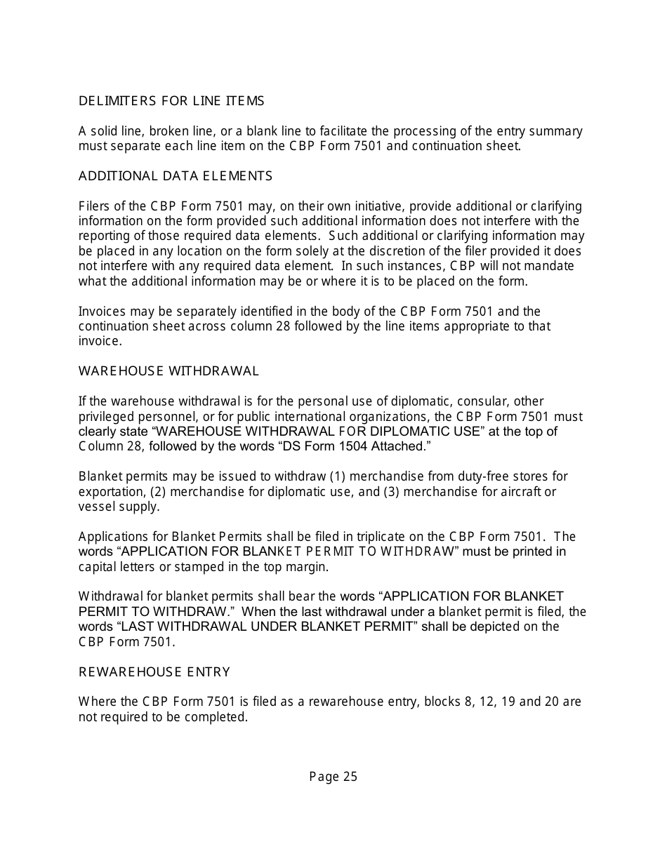 Instructions for CBP Form 7501 Entry Summary, Page 25