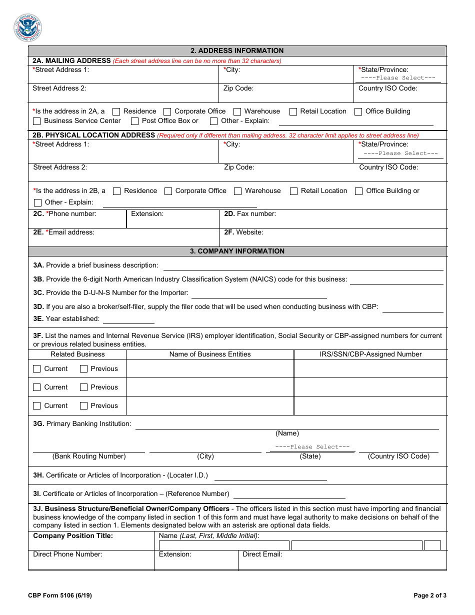 CBP Form 5106 - Fill Out, Sign Online and Download Fillable PDF ...