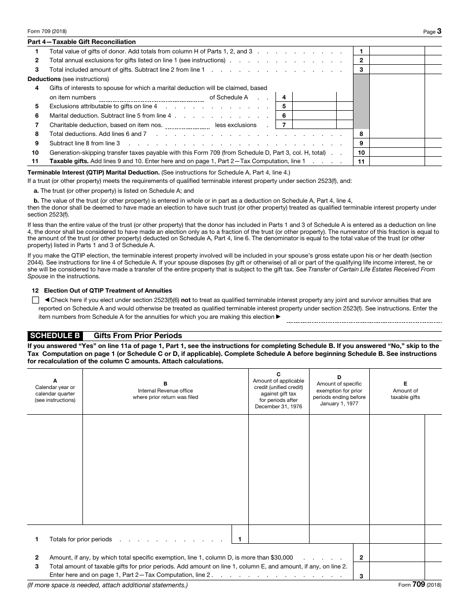 IRS Form 709 United States Gift (And Generation-Skipping Transfer) Tax Return, Page 3