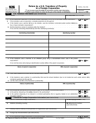 Document preview: IRS Form 926 Return by a U.S. Transferor of Property to a Foreign Corporation