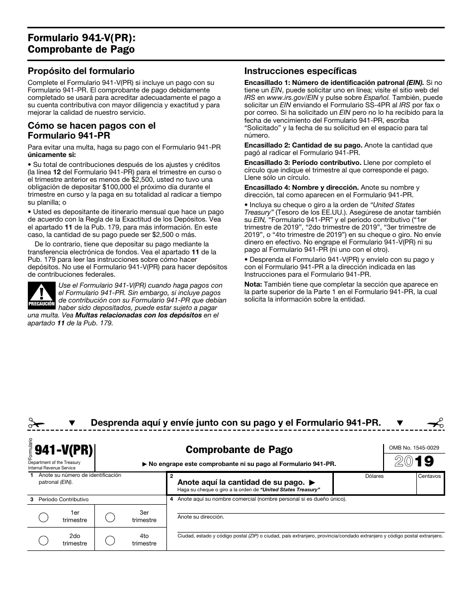 IRS Formulario 941PR Download Fillable PDF or Fill Online Planilla