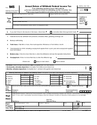 IRS Form 945 &quot;Annual Return of Withheld Federal Income Tax&quot;
