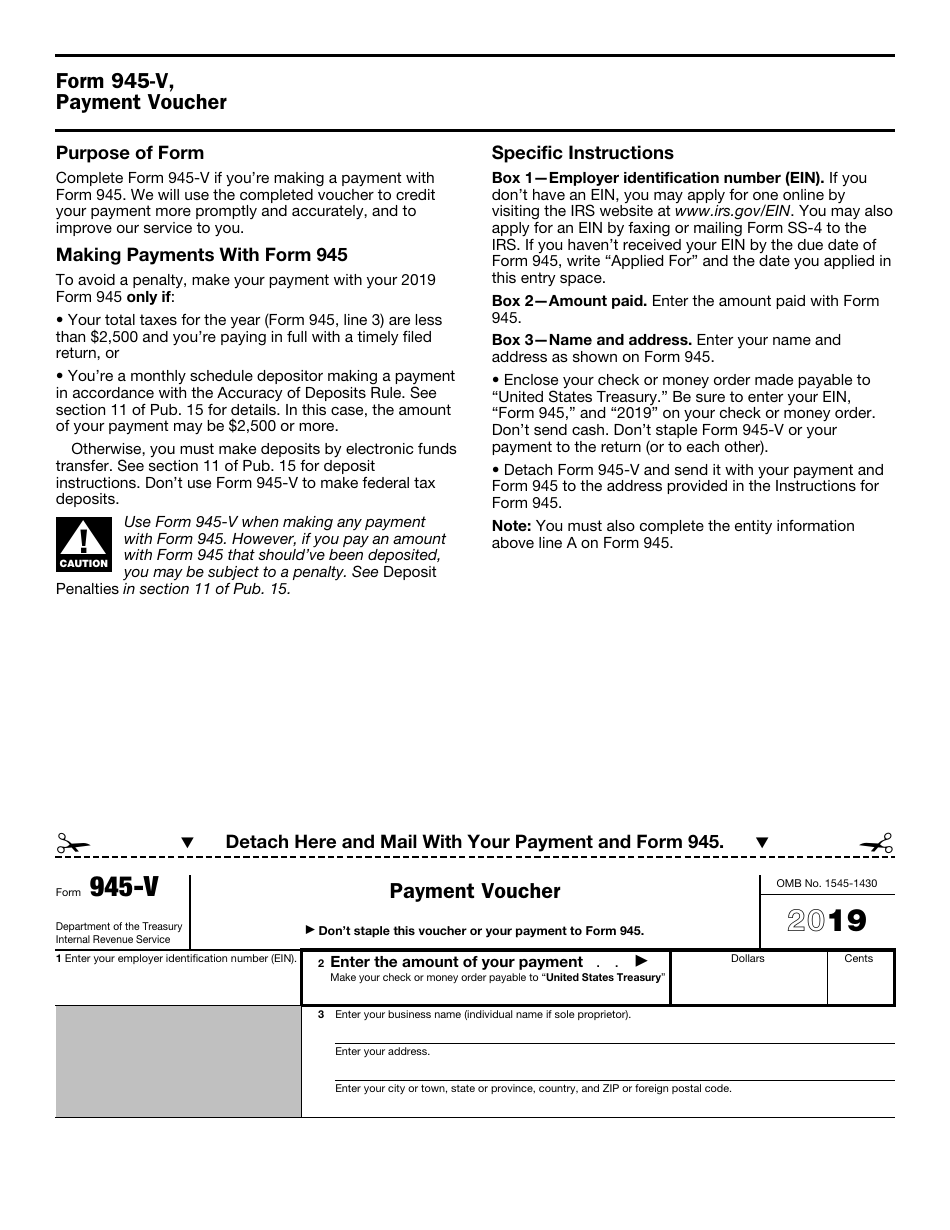 IRS Form 945 2019 Fill Out, Sign Online and Download Fillable PDF