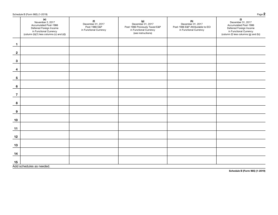 IRS Form 965 Schedule B Deferred Foreign Income Corporations Earnings and Profits (Ep), Page 2