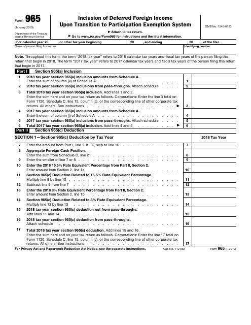 IRS Form 965  Printable Pdf