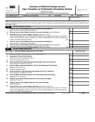 IRS Form 965 Inclusion of Deferred Foreign Income Upon Transition to Participation Exemption System