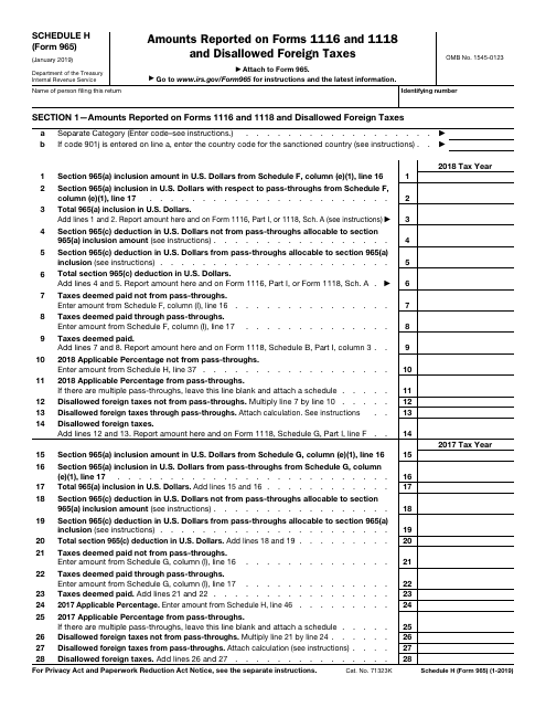 IRS Form 965 Schedule H  Printable Pdf