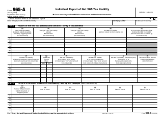 Document preview: IRS Form 965-A Individual Report of Net 965 Tax Liability