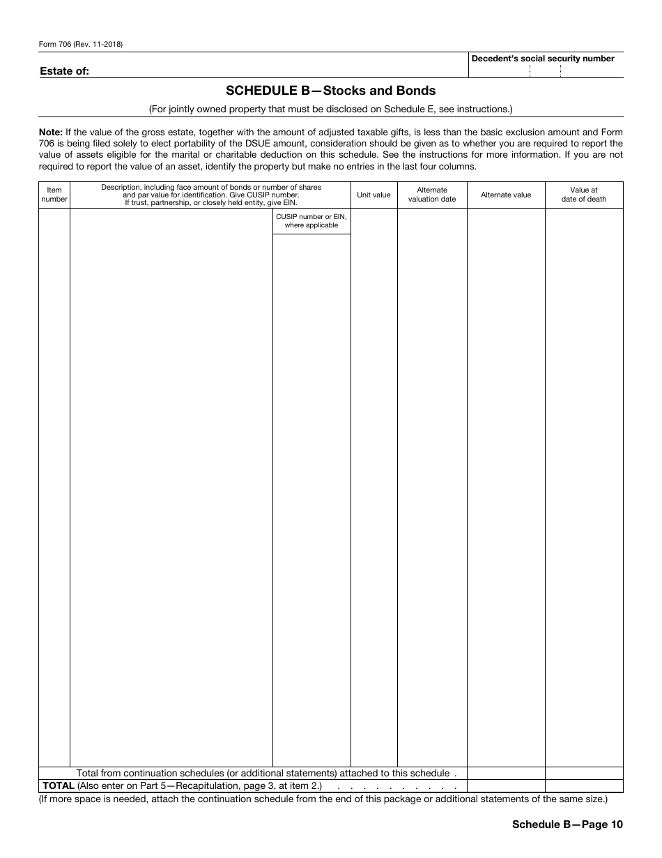 IRS Form 706 United States Estate (And Generation-Skipping Transfer) Tax Return, Page 10