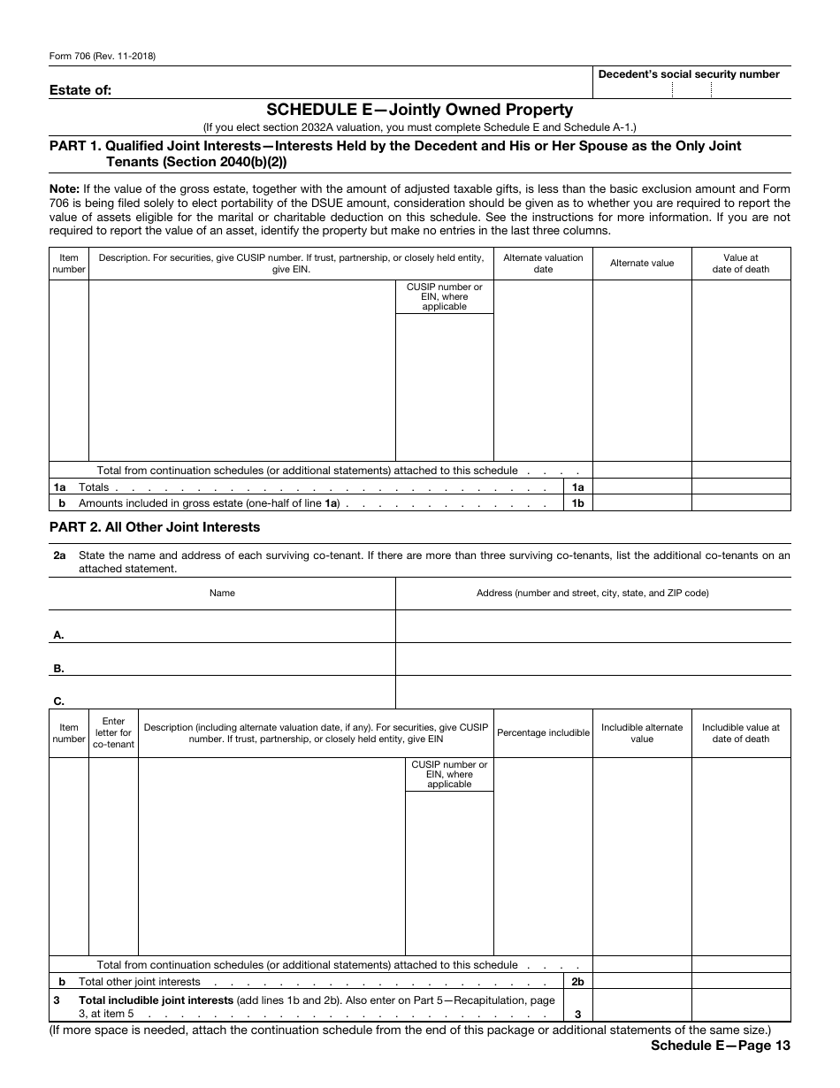 IRS Form 706 United States Estate (And Generation-Skipping Transfer) Tax Return, Page 13
