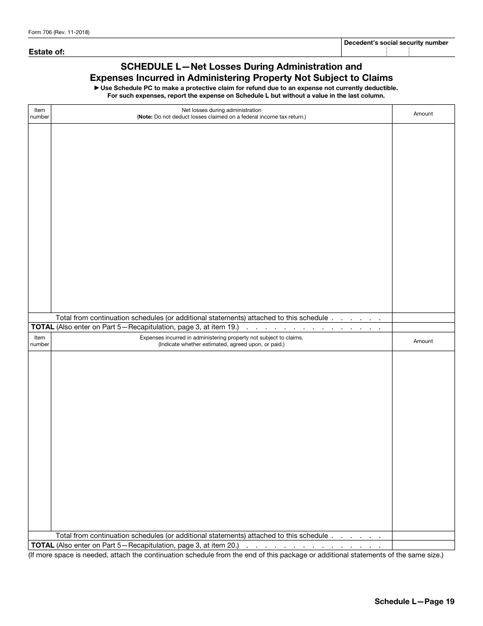 IRS Form 706 United States Estate (And Generation-Skipping Transfer) Tax Return, Page 19