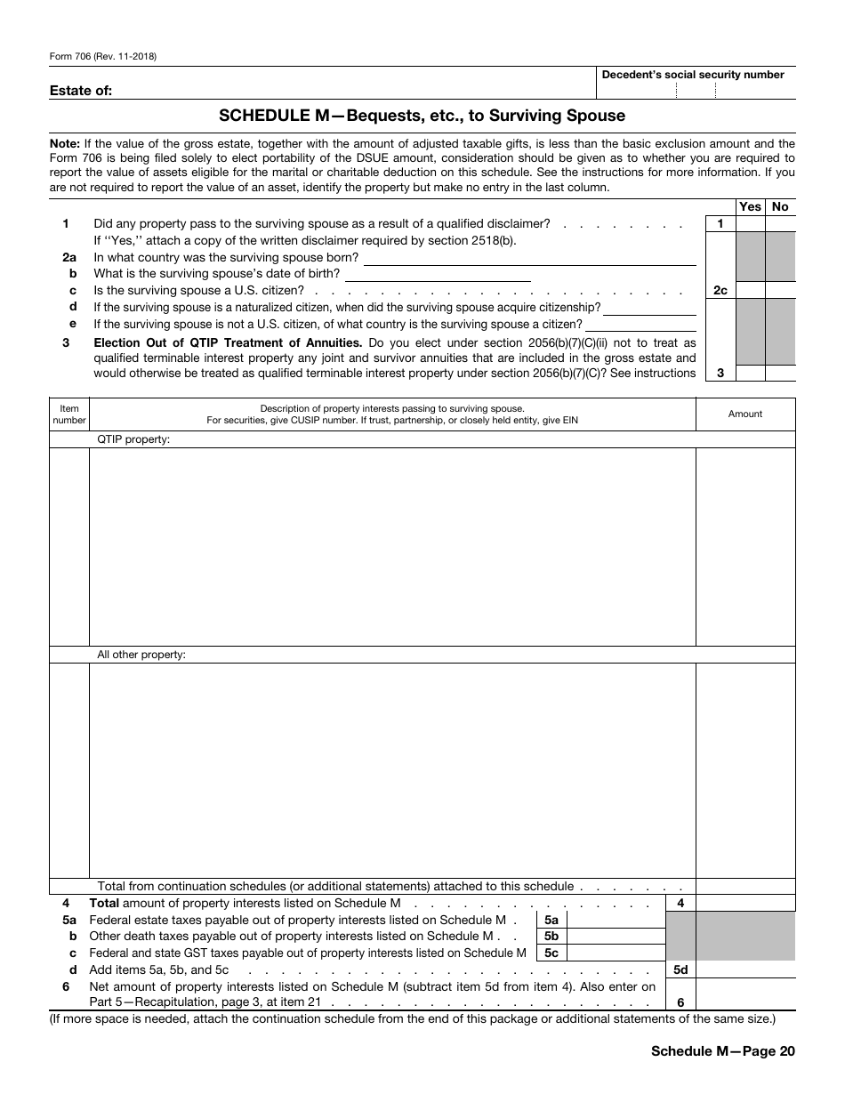 IRS Form 706 United States Estate (And Generation-Skipping Transfer) Tax Return, Page 20