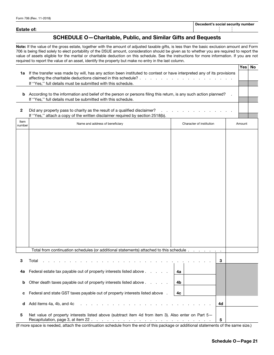 IRS Form 706 United States Estate (And Generation-Skipping Transfer) Tax Return, Page 21