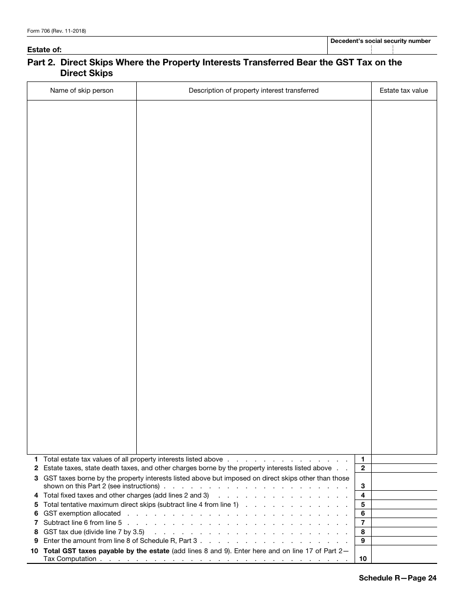 IRS Form 706 United States Estate (And Generation-Skipping Transfer) Tax Return, Page 24