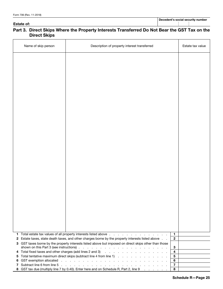 IRS Form 706 United States Estate (And Generation-Skipping Transfer) Tax Return, Page 25