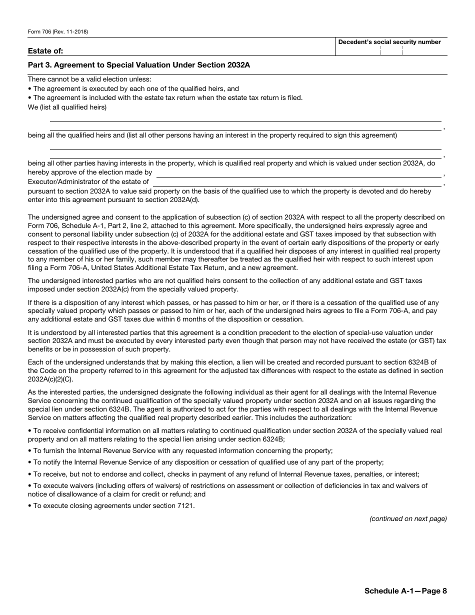 IRS Form 706 United States Estate (And Generation-Skipping Transfer) Tax Return, Page 8