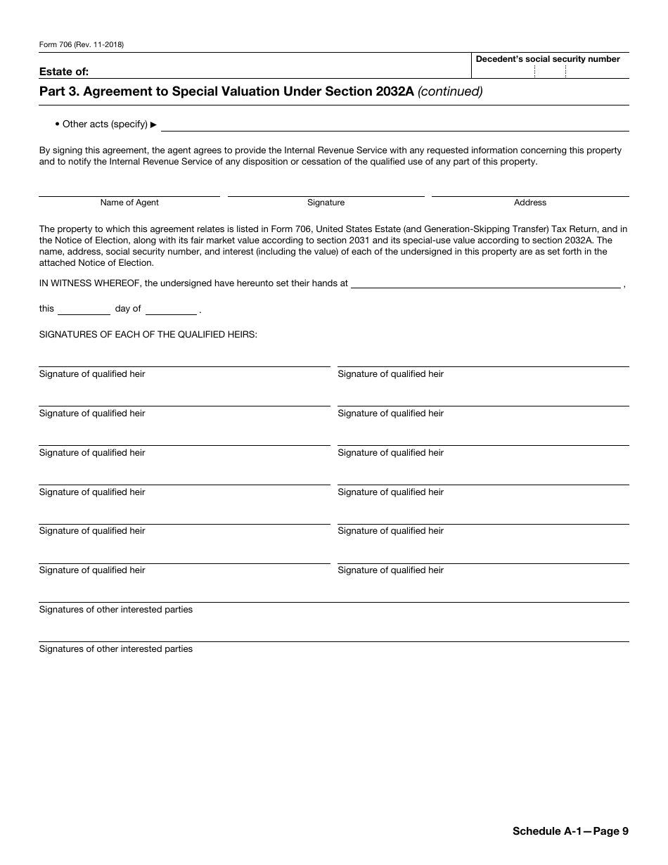 IRS Form 706 United States Estate (And Generation-Skipping Transfer) Tax Return, Page 9